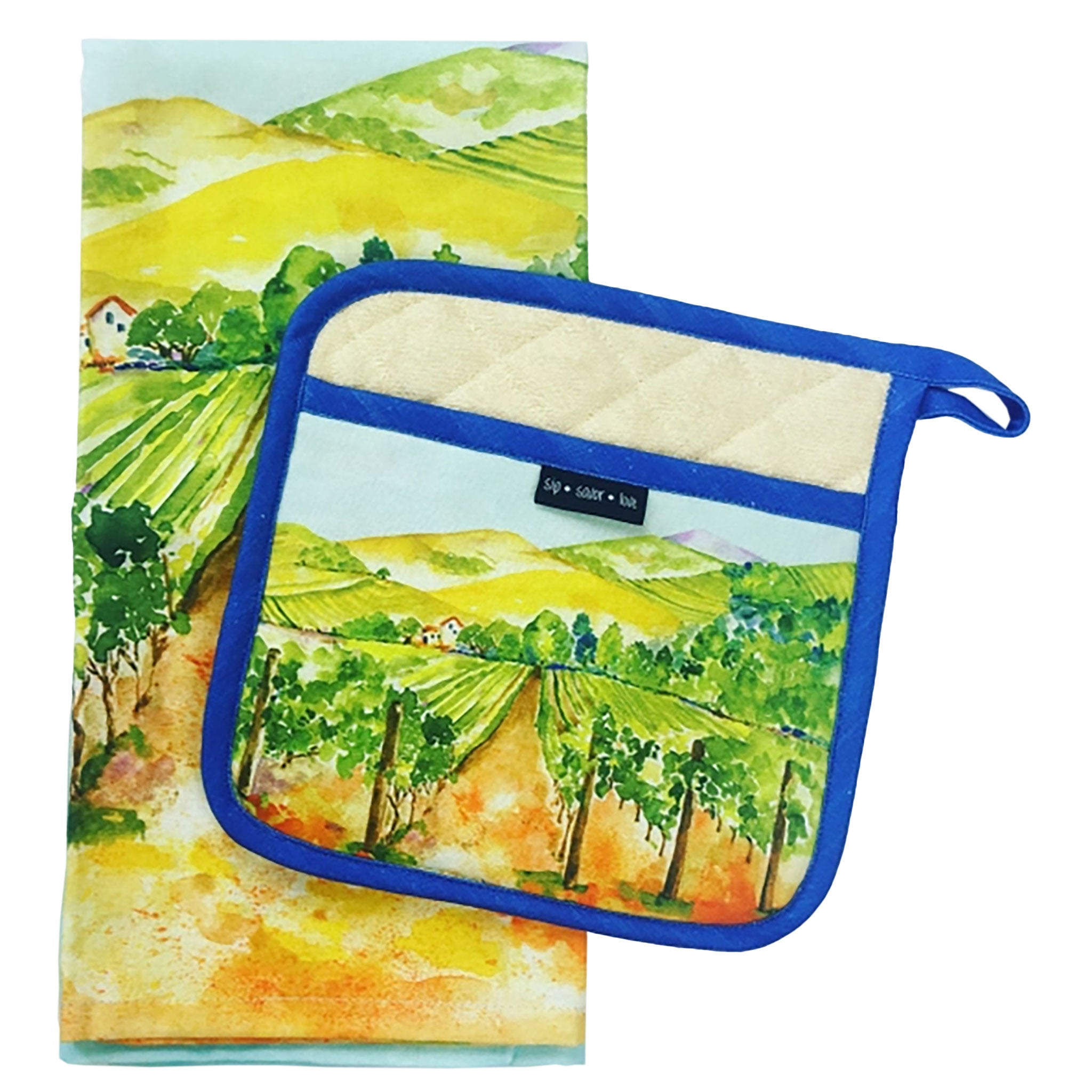 Among the Vines Tea Towel &amp; Pot Holder