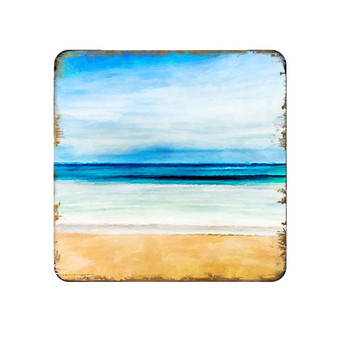 Beach Coastal Wooden Cork Coasters, Set of 4