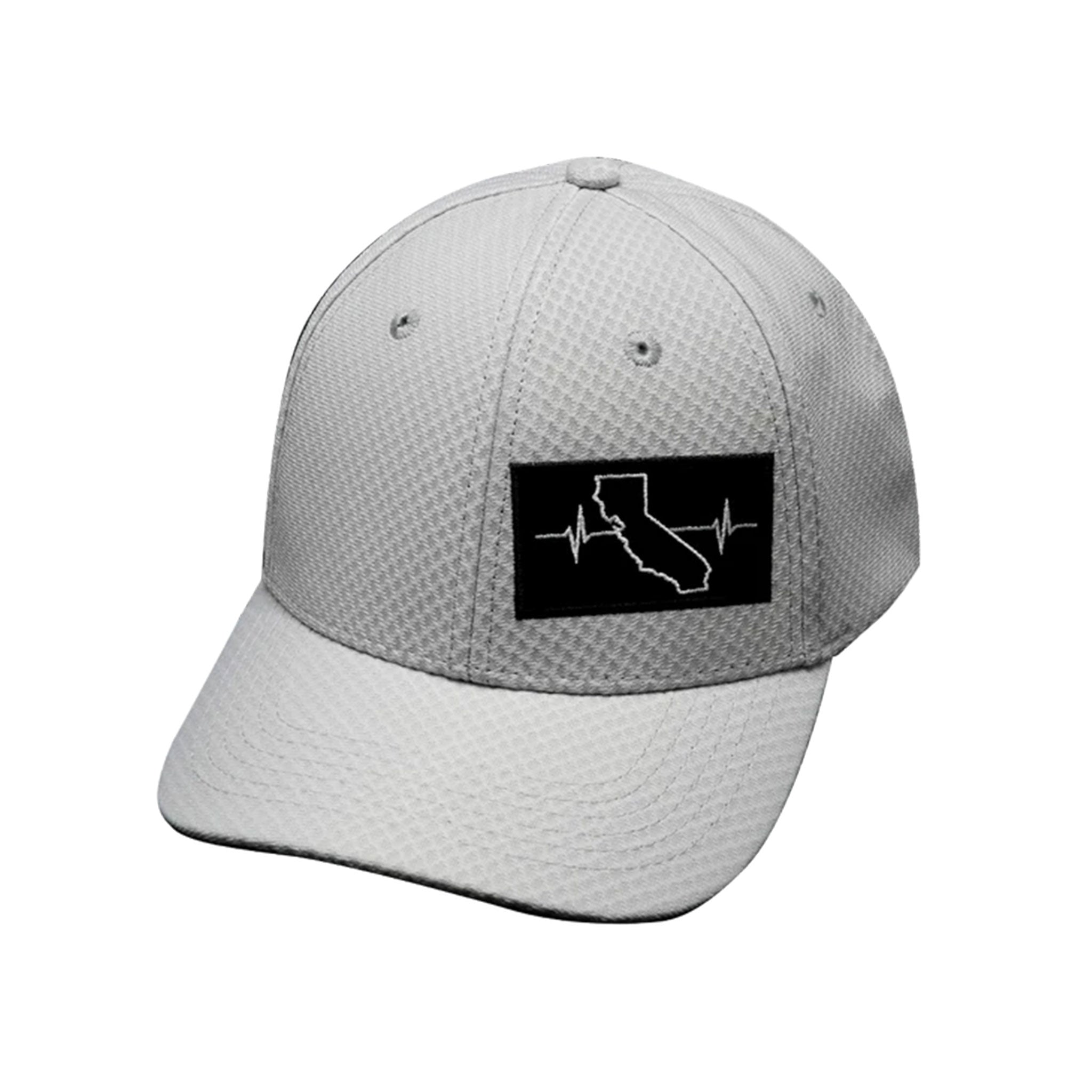 California 6-Panel Air Mesh Athletic Fit Heartbeat Hat (Light Gray)