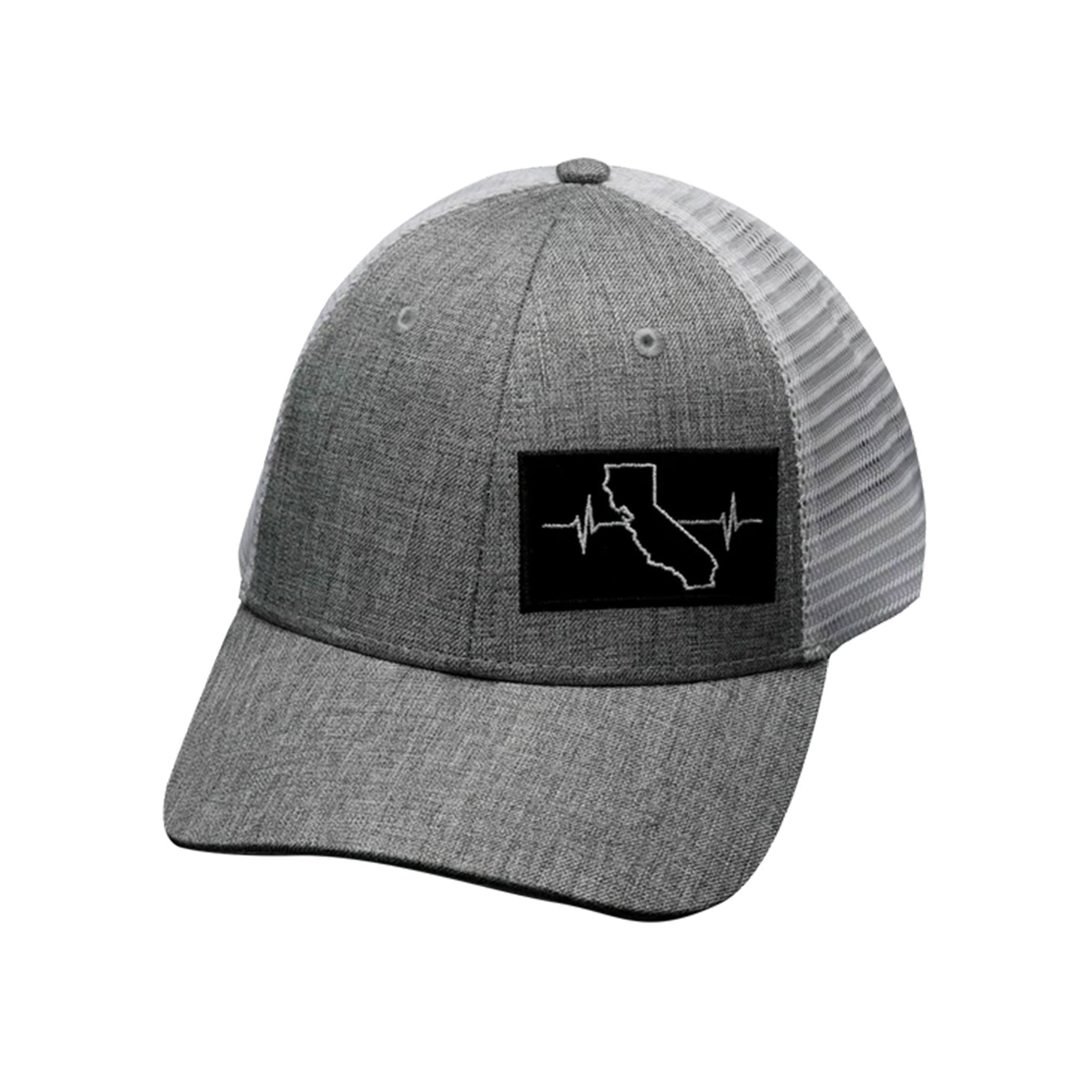 California 6-Panel Shallow Fit Heartbeat Hat (Gray, White)