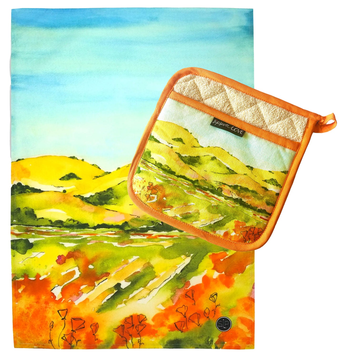 CA Hills Tea Towel &amp; Pot Holder