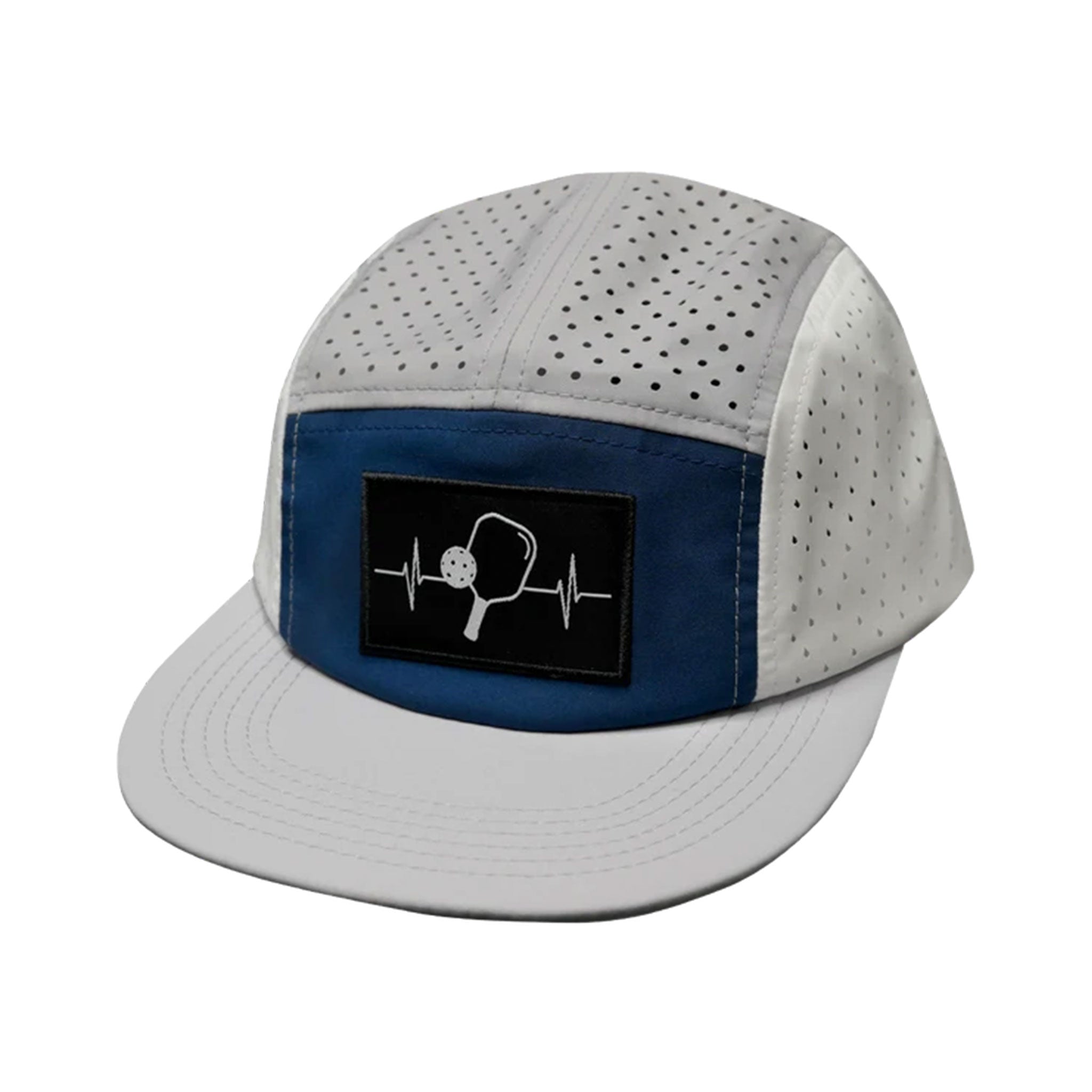 Pickleball 5-Panel Sporty Heartbeat Hat (Gray, White, Navy)