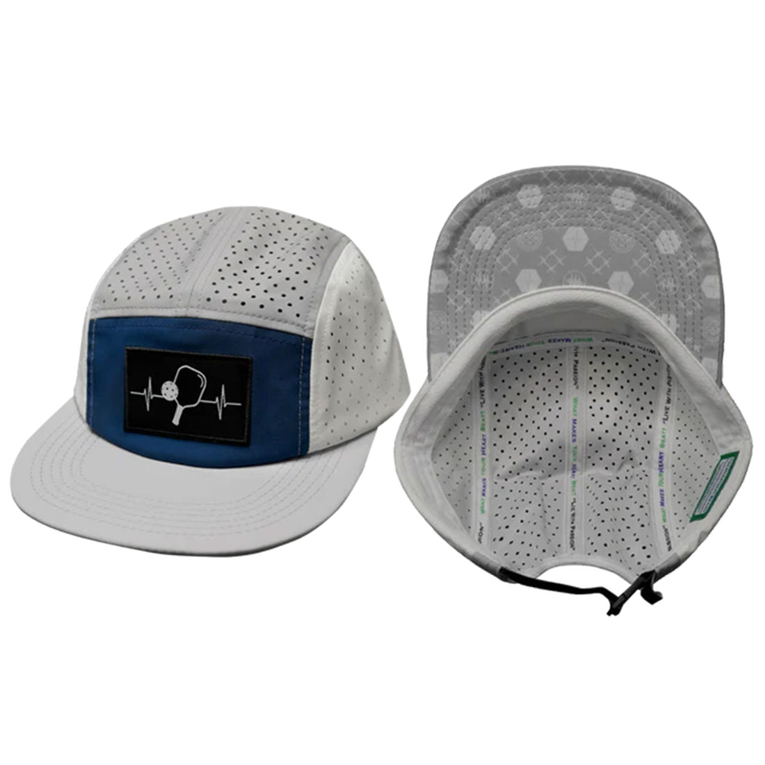 Pickleball 5-Panel Sporty Heartbeat Hat (Gray, White, Navy)