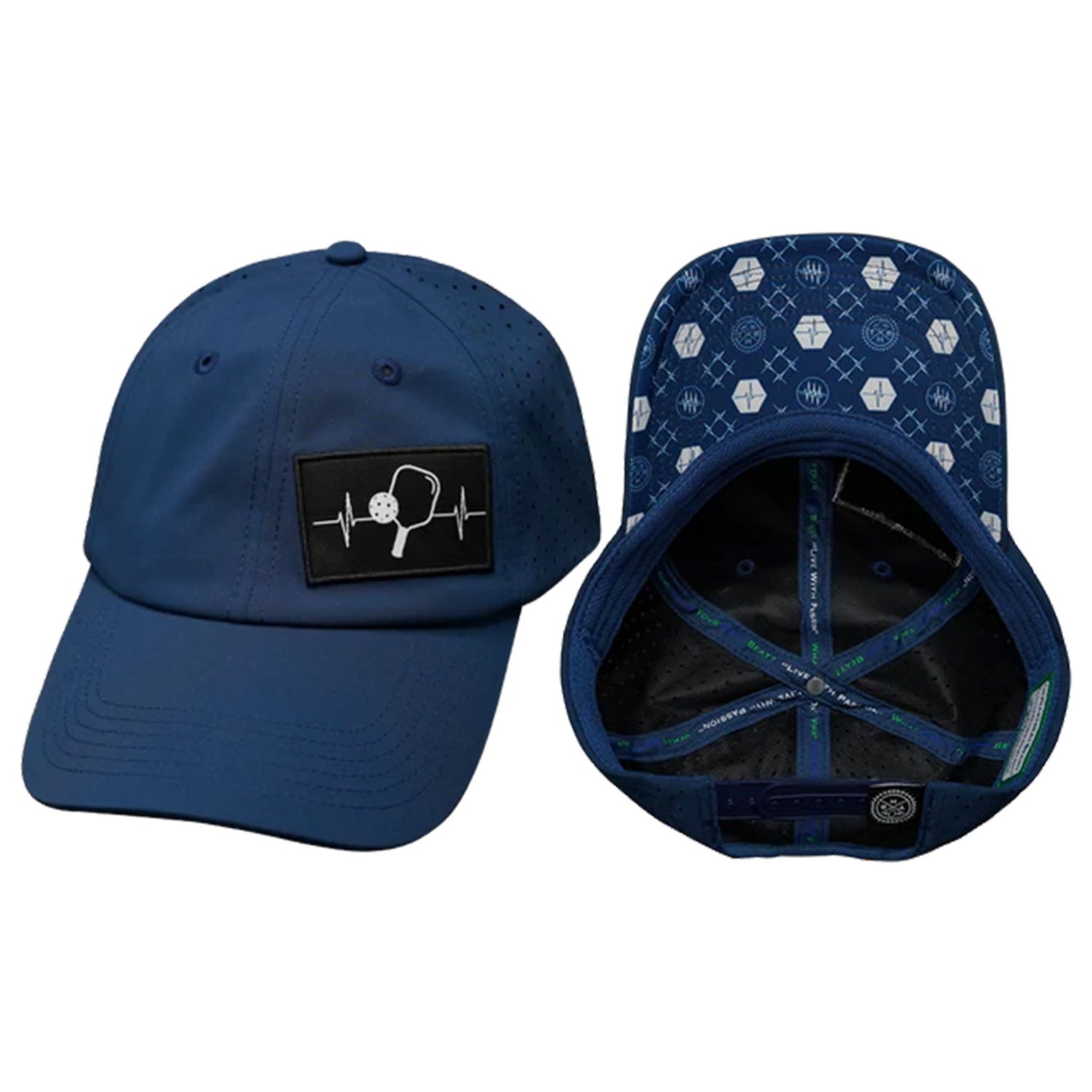 Pickleball 6-Panel Unstructured Heartbeat Hat, Navy
