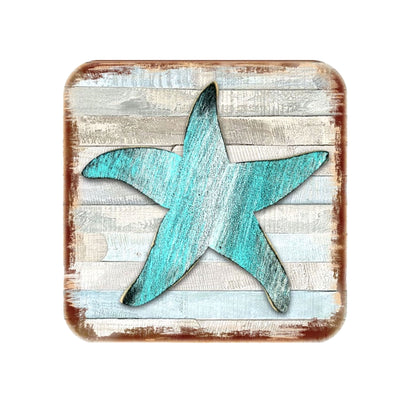 Starfish Wooden Cork Coasters, Set of 4