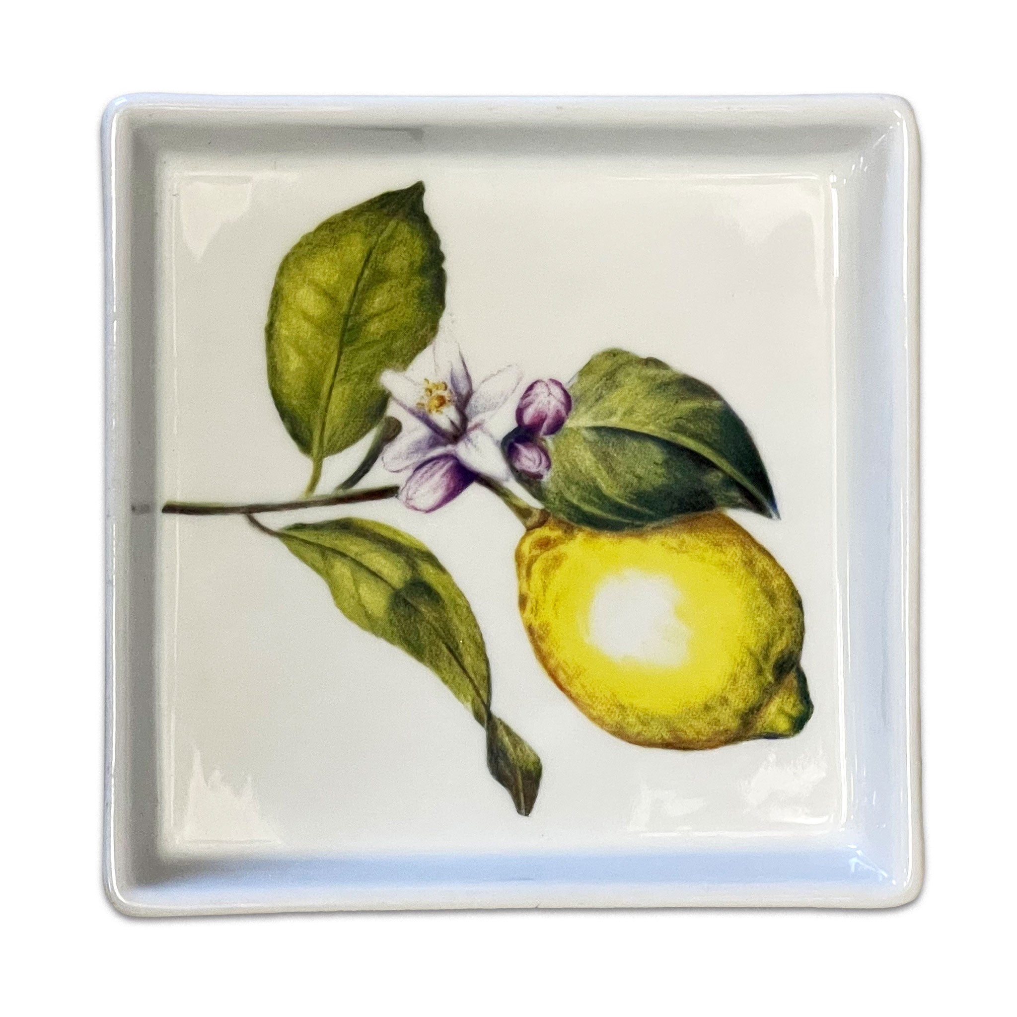 4&quot; x 4&quot; Dipping Plate: Lemon Design