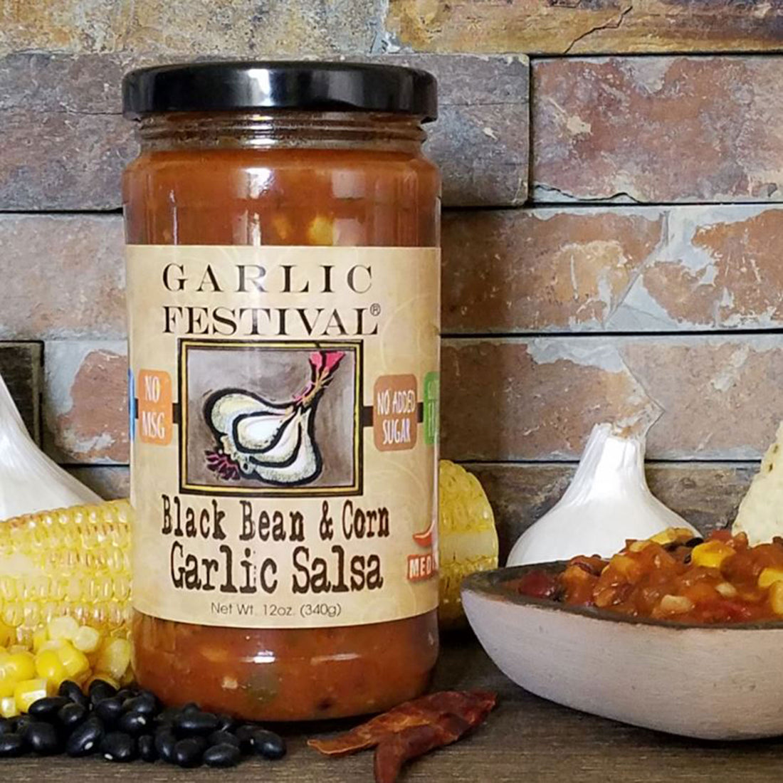 Garlic Festival Black Bean &amp; Corn Garlic Salsa