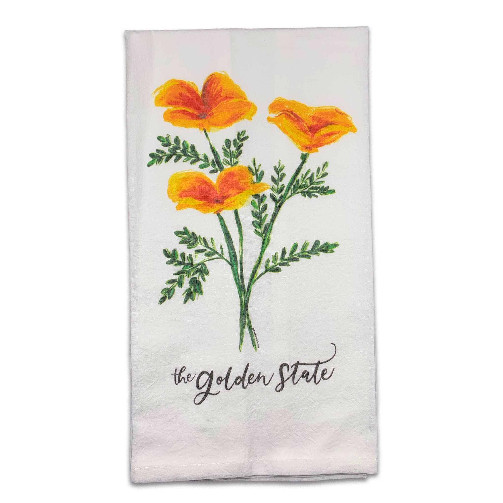 Golden Poppies Tea Towel