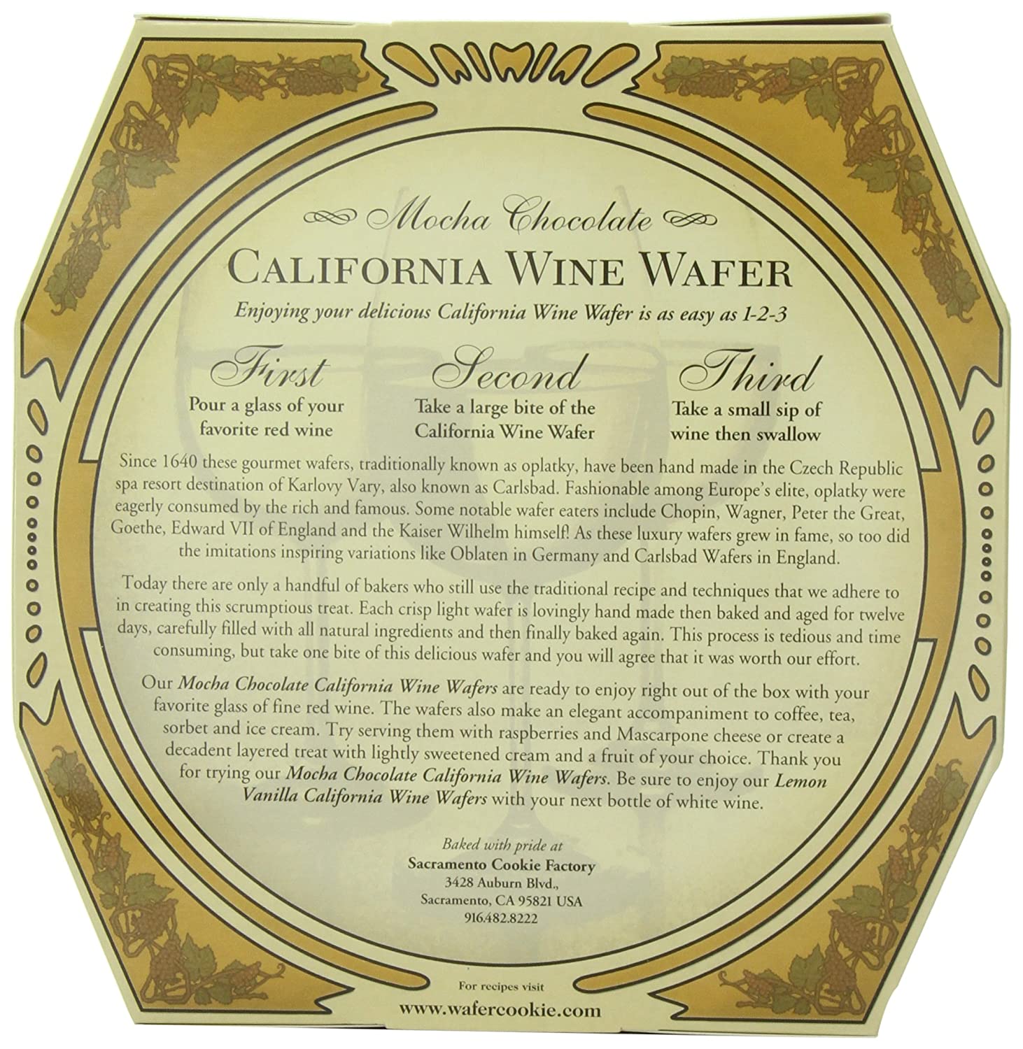 California Wine Wafer Cookies - Mocha Chocolate (7 wafers)