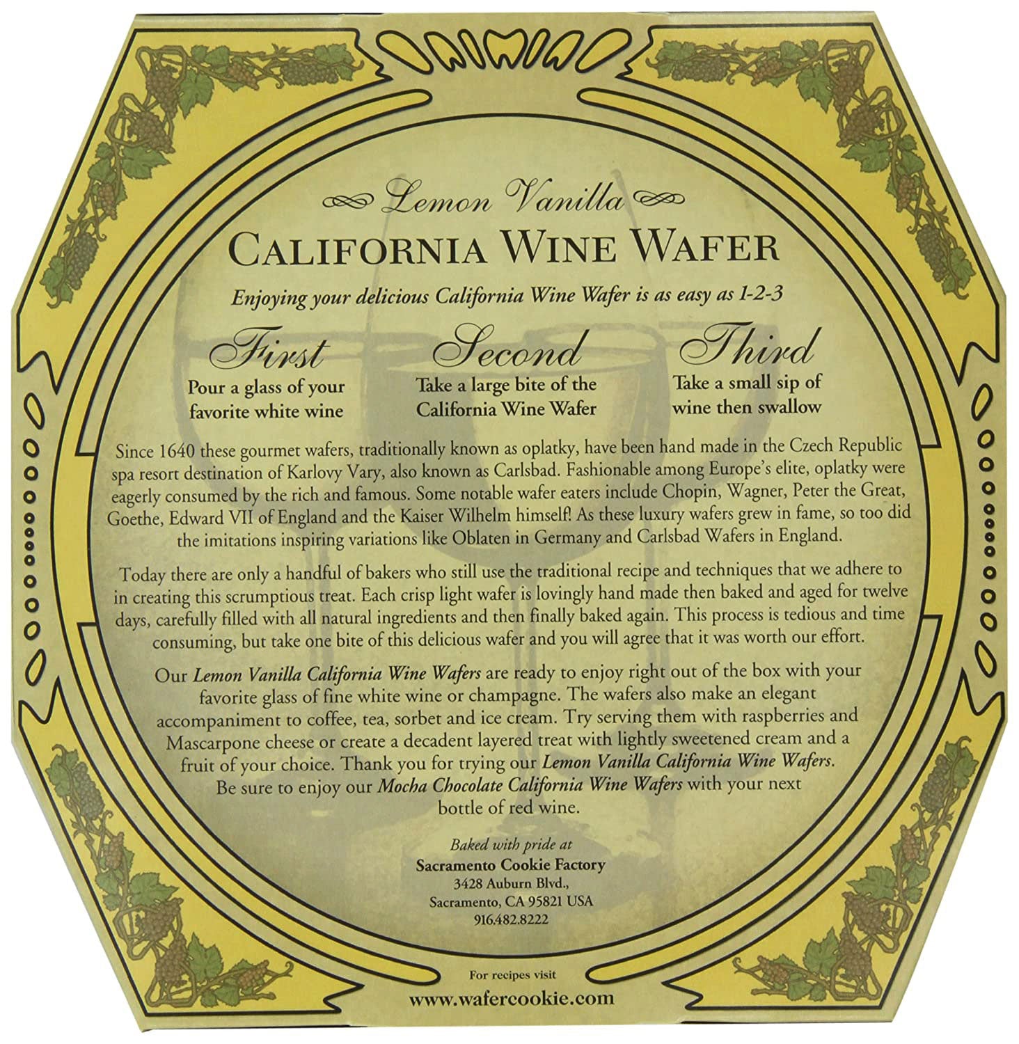 California Wine Wafer Cookies - Lemon Vanilla (8 wafers)